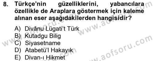 İslam Kurumları ve Medeniyeti Dersi 2013 - 2014 Yılı Tek Ders Sınav Soruları 8. Soru