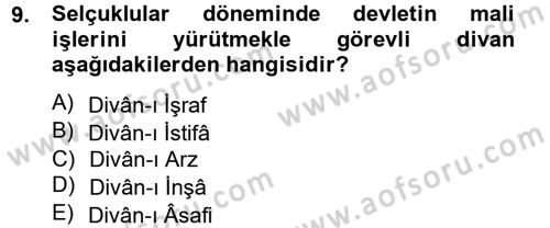 İslam Kurumları ve Medeniyeti Dersi 2013 - 2014 Yılı Tek Ders Sınav Soruları 9. Soru