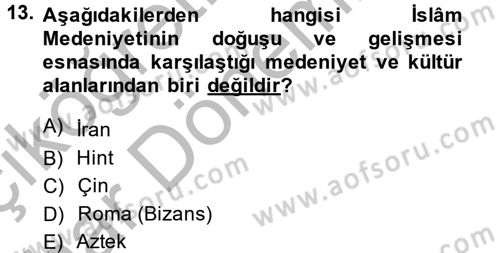 İslam Kurumları ve Medeniyeti Dersi 2014 - 2015 Yılı (Vize) Ara Sınav Soruları 13. Soru