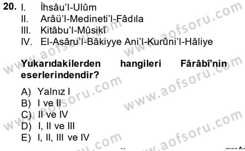 İslam Kurumları ve Medeniyeti Dersi 2014 - 2015 Yılı (Vize) Ara Sınav Soruları 20. Soru