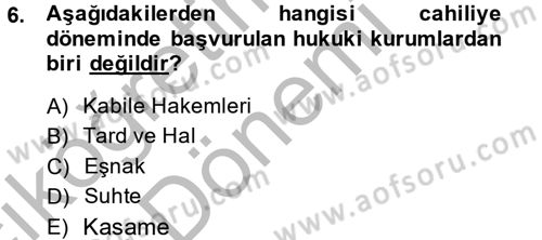 İslam Kurumları ve Medeniyeti Dersi 2014 - 2015 Yılı (Vize) Ara Sınav Soruları 6. Soru