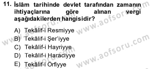 İslam Kurumları ve Medeniyeti Dersi 2014 - 2015 Yılı (Final) Dönem Sonu Sınav Soruları 11. Soru