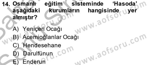 İslam Kurumları ve Medeniyeti Dersi 2014 - 2015 Yılı (Final) Dönem Sonu Sınav Soruları 14. Soru
