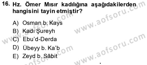 İslam Kurumları ve Medeniyeti Dersi 2014 - 2015 Yılı (Final) Dönem Sonu Sınav Soruları 16. Soru