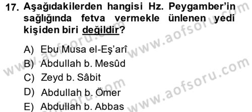 İslam Kurumları ve Medeniyeti Dersi 2014 - 2015 Yılı (Final) Dönem Sonu Sınav Soruları 17. Soru