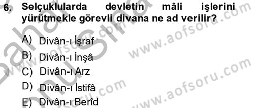 İslam Kurumları ve Medeniyeti Dersi 2014 - 2015 Yılı (Final) Dönem Sonu Sınav Soruları 6. Soru