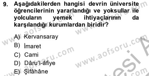 İslam Kurumları ve Medeniyeti Dersi 2014 - 2015 Yılı (Final) Dönem Sonu Sınav Soruları 9. Soru