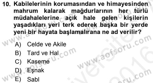 İslam Kurumları ve Medeniyeti Dersi 2015 - 2016 Yılı (Vize) Ara Sınav Soruları 10. Soru