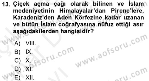 İslam Kurumları ve Medeniyeti Dersi 2015 - 2016 Yılı (Vize) Ara Sınav Soruları 13. Soru