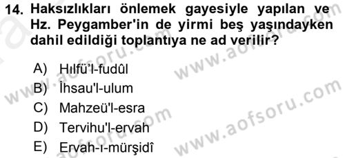 İslam Kurumları ve Medeniyeti Dersi 2015 - 2016 Yılı (Vize) Ara Sınav Soruları 14. Soru