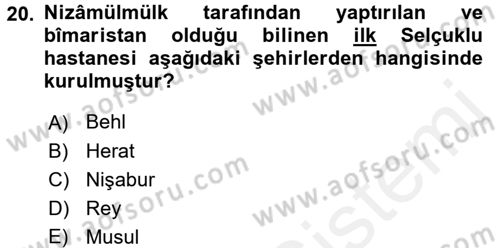 İslam Kurumları ve Medeniyeti Dersi 2015 - 2016 Yılı (Vize) Ara Sınav Soruları 20. Soru