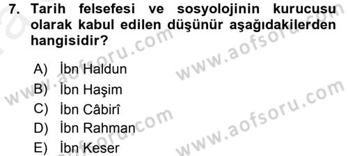 İslam Kurumları ve Medeniyeti Dersi 2015 - 2016 Yılı (Vize) Ara Sınav Soruları 7. Soru