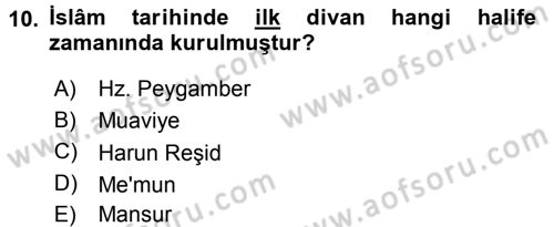 İslam Kurumları ve Medeniyeti Dersi 2015 - 2016 Yılı (Final) Dönem Sonu Sınav Soruları 10. Soru