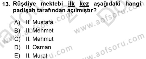 İslam Kurumları ve Medeniyeti Dersi 2015 - 2016 Yılı (Final) Dönem Sonu Sınav Soruları 13. Soru