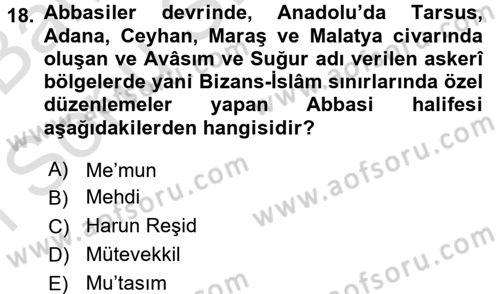 İslam Kurumları ve Medeniyeti Dersi 2015 - 2016 Yılı (Final) Dönem Sonu Sınav Soruları 18. Soru