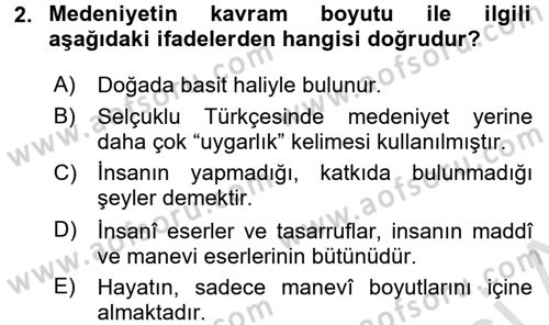 İslam Kurumları ve Medeniyeti Dersi 2015 - 2016 Yılı (Final) Dönem Sonu Sınav Soruları 2. Soru