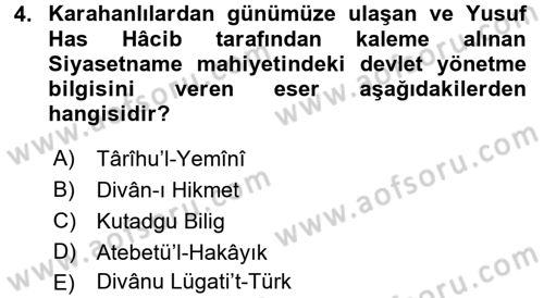 İslam Kurumları ve Medeniyeti Dersi 2015 - 2016 Yılı (Final) Dönem Sonu Sınav Soruları 4. Soru