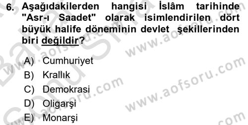 İslam Kurumları ve Medeniyeti Dersi 2015 - 2016 Yılı (Final) Dönem Sonu Sınav Soruları 6. Soru