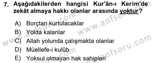 İslam Kurumları ve Medeniyeti Dersi 2015 - 2016 Yılı (Final) Dönem Sonu Sınav Soruları 7. Soru