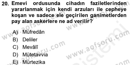 İslam Kurumları ve Medeniyeti Dersi 2015 - 2016 Yılı Tek Ders Sınav Soruları 20. Soru