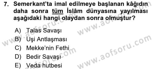 İslam Kurumları ve Medeniyeti Dersi 2015 - 2016 Yılı Tek Ders Sınav Soruları 7. Soru