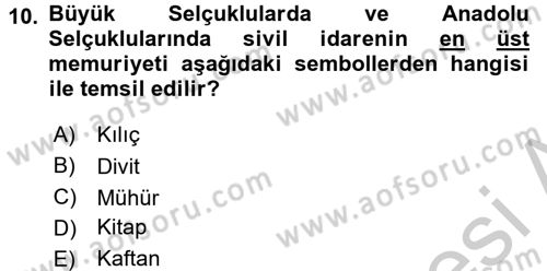 İslam Kurumları ve Medeniyeti Dersi 2016 - 2017 Yılı 3 Ders Sınav Soruları 10. Soru