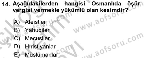 İslam Kurumları ve Medeniyeti Dersi 2016 - 2017 Yılı 3 Ders Sınav Soruları 14. Soru