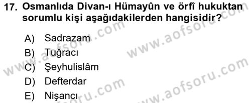 İslam Kurumları ve Medeniyeti Dersi 2016 - 2017 Yılı 3 Ders Sınav Soruları 17. Soru