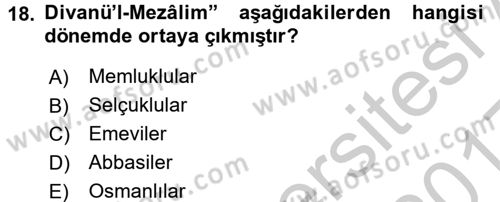 İslam Kurumları ve Medeniyeti Dersi 2016 - 2017 Yılı 3 Ders Sınav Soruları 18. Soru