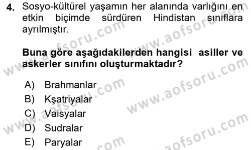 İslam Kurumları ve Medeniyeti Dersi 2016 - 2017 Yılı 3 Ders Sınav Soruları 4. Soru