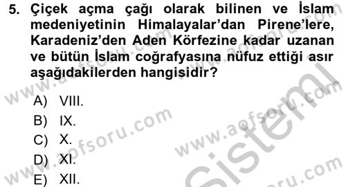 İslam Kurumları ve Medeniyeti Dersi 2016 - 2017 Yılı 3 Ders Sınav Soruları 5. Soru