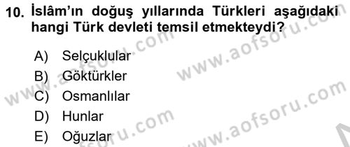 İslam Kurumları ve Medeniyeti Dersi 2016 - 2017 Yılı (Vize) Ara Sınav Soruları 10. Soru