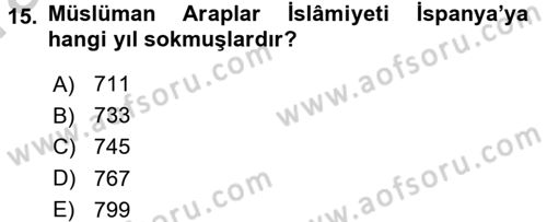 İslam Kurumları ve Medeniyeti Dersi 2016 - 2017 Yılı (Vize) Ara Sınav Soruları 15. Soru