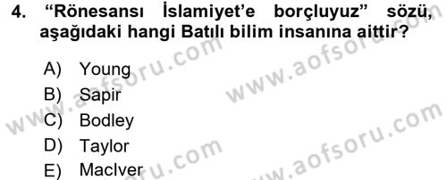 İslam Kurumları ve Medeniyeti Dersi 2016 - 2017 Yılı (Vize) Ara Sınav Soruları 4. Soru