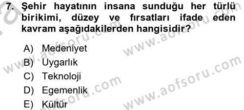 İslam Kurumları ve Medeniyeti Dersi 2016 - 2017 Yılı (Vize) Ara Sınav Soruları 7. Soru
