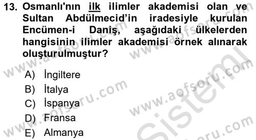 İslam Kurumları ve Medeniyeti Dersi 2016 - 2017 Yılı (Final) Dönem Sonu Sınav Soruları 13. Soru