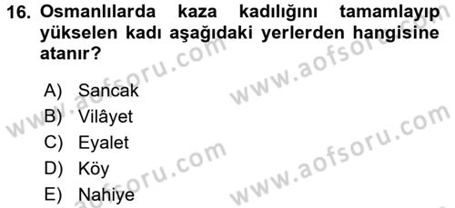 İslam Kurumları ve Medeniyeti Dersi 2016 - 2017 Yılı (Final) Dönem Sonu Sınav Soruları 16. Soru