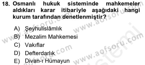 İslam Kurumları ve Medeniyeti Dersi 2017 - 2018 Yılı 3 Ders Sınav Soruları 18. Soru