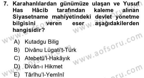 İslam Kurumları ve Medeniyeti Dersi 2017 - 2018 Yılı 3 Ders Sınav Soruları 7. Soru