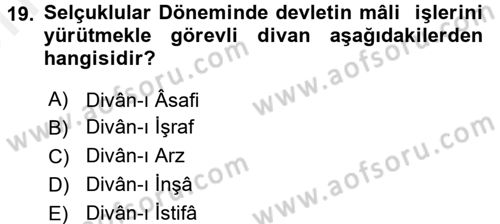 İslam Kurumları ve Medeniyeti Dersi 2017 - 2018 Yılı (Vize) Ara Sınav Soruları 19. Soru