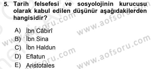 İslam Kurumları ve Medeniyeti Dersi 2017 - 2018 Yılı (Vize) Ara Sınav Soruları 5. Soru