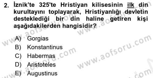 İslam Kurumları ve Medeniyeti Dersi 2017 - 2018 Yılı (Final) Dönem Sonu Sınav Soruları 2. Soru