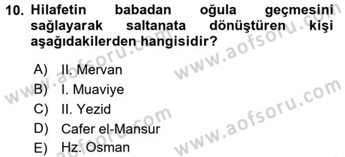 İslam Kurumları ve Medeniyeti Dersi 2018 - 2019 Yılı 3 Ders Sınav Soruları 10. Soru