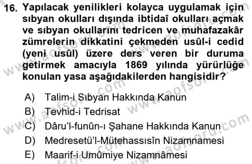 İslam Kurumları ve Medeniyeti Dersi 2018 - 2019 Yılı 3 Ders Sınav Soruları 16. Soru