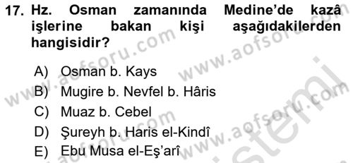 İslam Kurumları ve Medeniyeti Dersi 2018 - 2019 Yılı 3 Ders Sınav Soruları 17. Soru