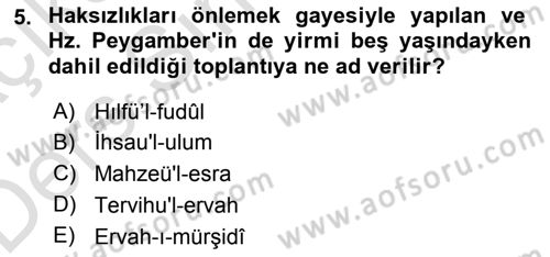 İslam Kurumları ve Medeniyeti Dersi 2018 - 2019 Yılı 3 Ders Sınav Soruları 5. Soru