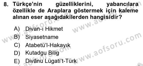 İslam Kurumları ve Medeniyeti Dersi 2018 - 2019 Yılı 3 Ders Sınav Soruları 8. Soru