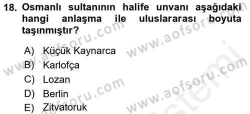 İslam Kurumları ve Medeniyeti Dersi 2018 - 2019 Yılı (Vize) Ara Sınav Soruları 18. Soru