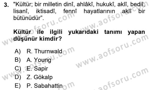 İslam Kurumları ve Medeniyeti Dersi 2018 - 2019 Yılı (Vize) Ara Sınav Soruları 3. Soru