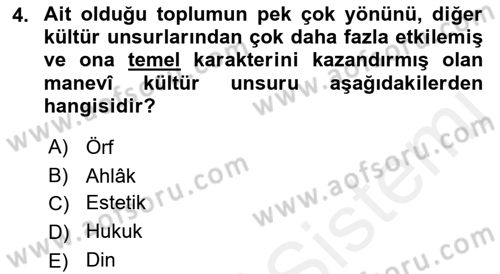 İslam Kurumları ve Medeniyeti Dersi 2018 - 2019 Yılı (Vize) Ara Sınav Soruları 4. Soru